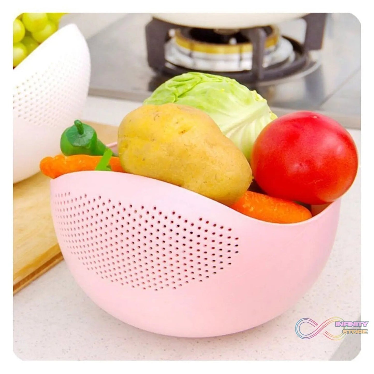 Plastic Rice Bowl / Food Strainer Thick Drain Basket with Handle for Rice, Vegetable & Fruit (set of 3pcs With Brown box) - infinityexculsivestore.com