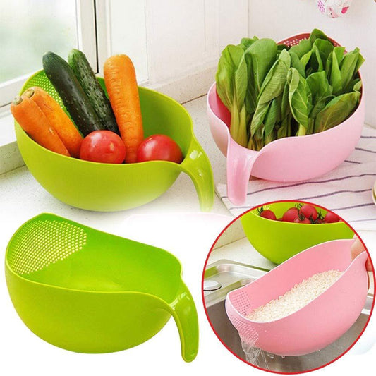 Plastic Rice Bowl / Food Strainer Thick Drain Basket with Handle for Rice, Vegetable & Fruit (set of 3pcs) - infinityexculsivestore.com