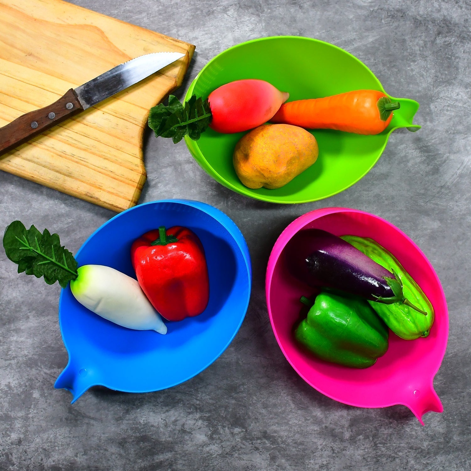 Plastic Rice Bowl / Food Strainer Thick Drain Basket with Handle for Rice, Vegetable & Fruit (set of 3pcs) - infinityexculsivestore.com