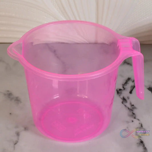 Plastic Round Transparent Bath Water Mug (1 Pc / 1200 ML / Mix Color) - infinityexculsivestore.com