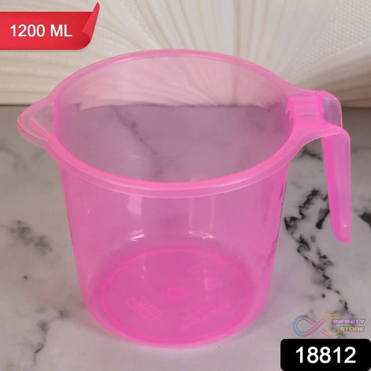 Plastic Round Transparent Bath Water Mug (1 Pc / 1200 ML / Mix Color) - infinityexculsivestore.com