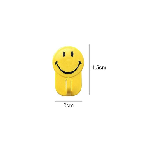 Plastic Self - Adhesive Smiley Face Hooks, 1 Kg Load Capacity (6pcs) - infinityexculsivestore.com