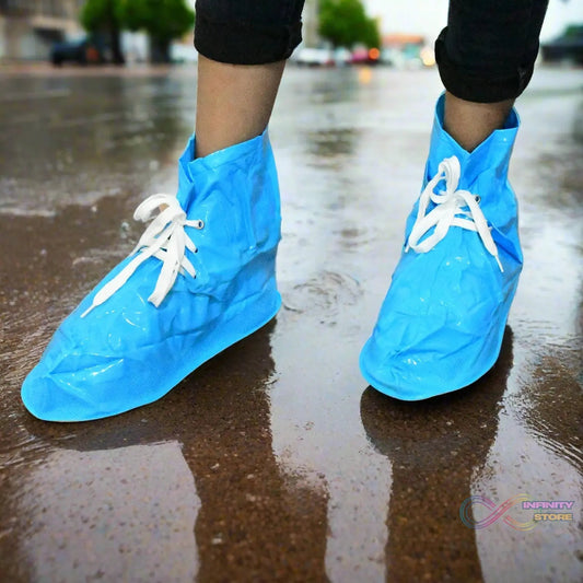 Plastic Shoes Cover Reusable Anti - Slip Boots Zippered Overshoes Covers & Shoe laces Waterproof Snow Rain Boots for Kids / Adult Shoes, for Rainy Season (1 Pair) - infinityexculsivestore.com