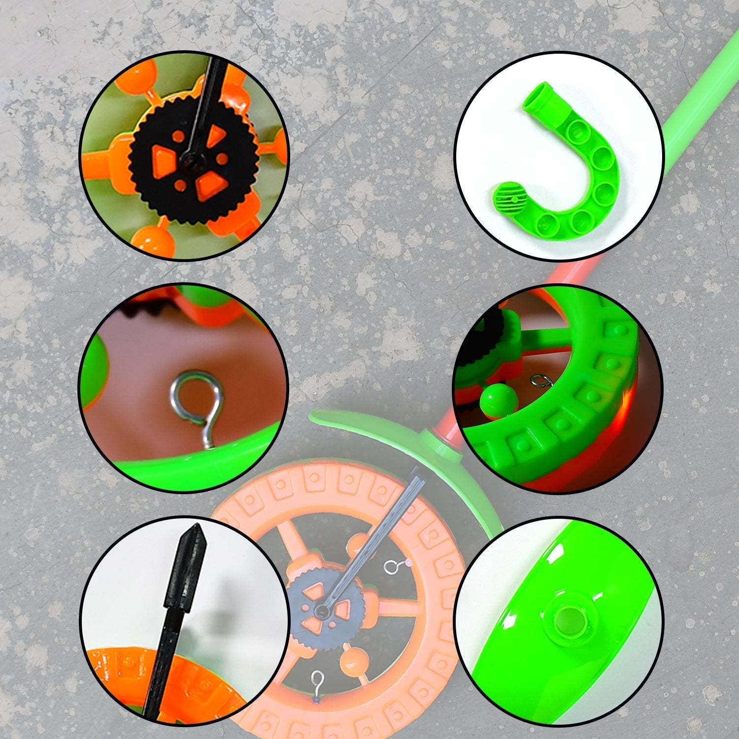 Plastic Single Wheel Push Run toy with handle and two lights on wheel. push toy for Kids. - infinityexculsivestore.com