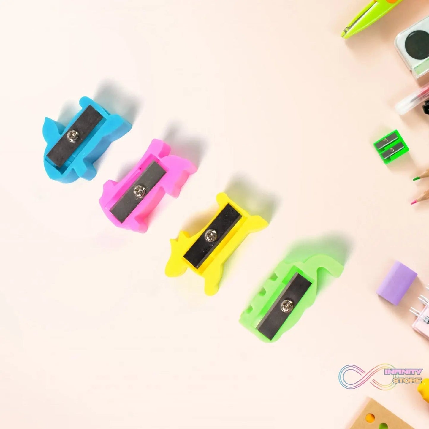 Plastic Small Cute Pencil Sharpener (1 Pc / Mix Design & Color) - infinityexculsivestore.com