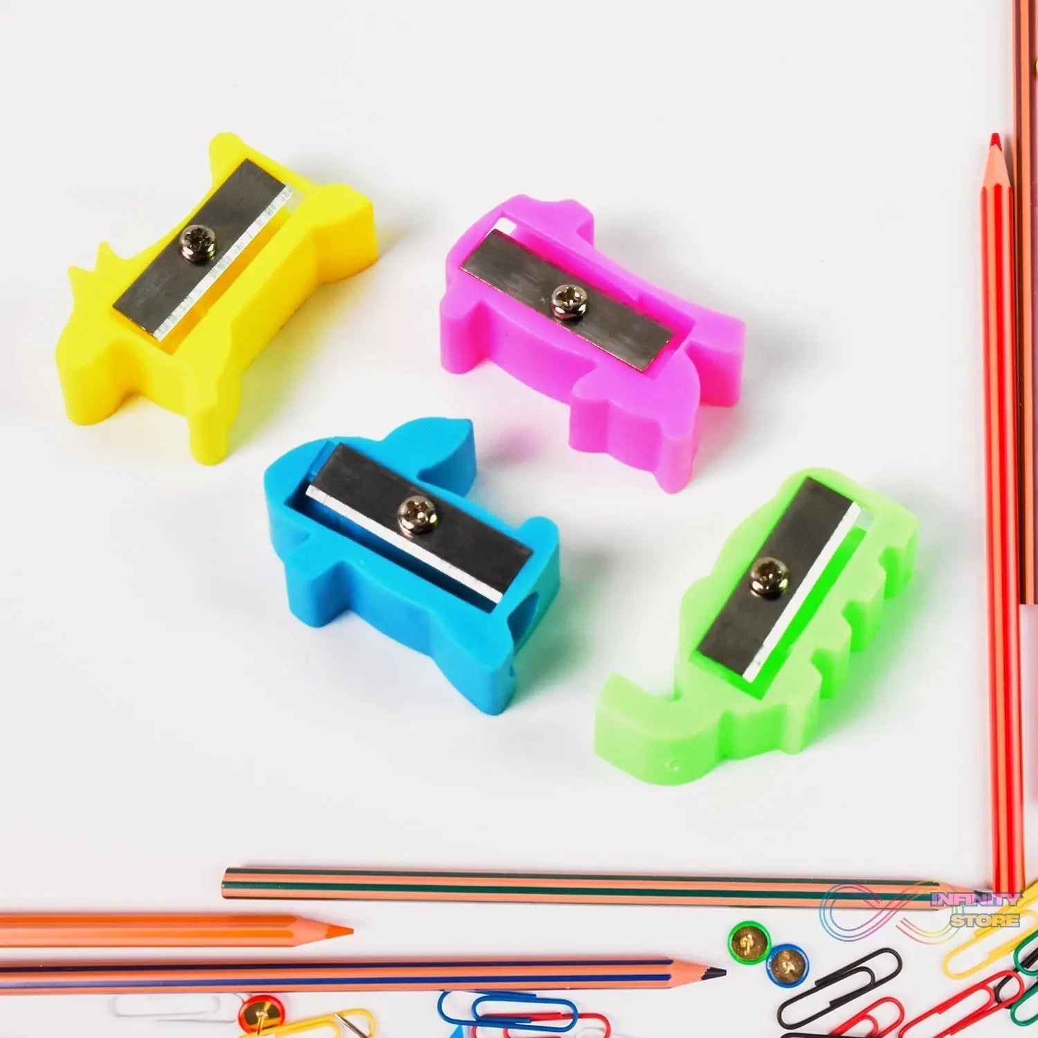 Plastic Small Cute Pencil Sharpener (1 Pc / Mix Design & Color) - infinityexculsivestore.com