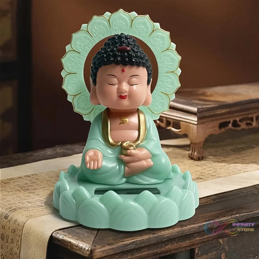 Plastic Solar Powered Moving Head Sitting Action Buddha Statue (1 Pc / Mix Color) - infinityexculsivestore.com