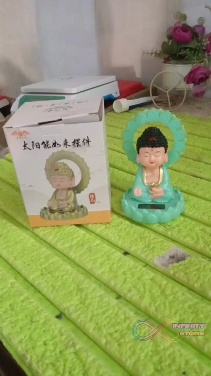 Plastic Solar Powered Moving Head Sitting Action Buddha Statue (1 Pc / Mix Color) - infinityexculsivestore.com