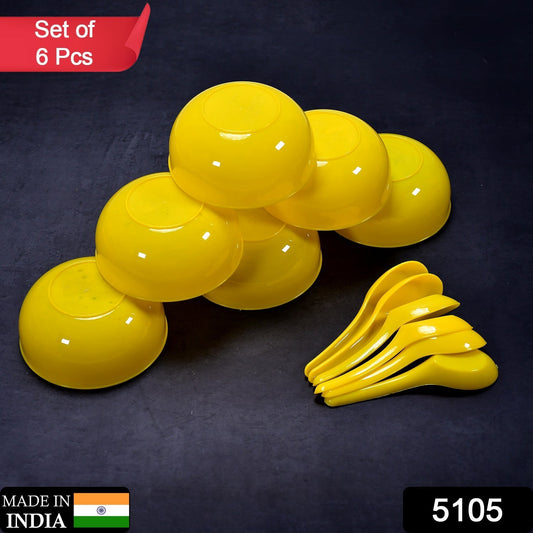 Plastic Soup Bowl & Spoon Set for Kitchen (6 - Pcs) - infinityexculsivestore.com