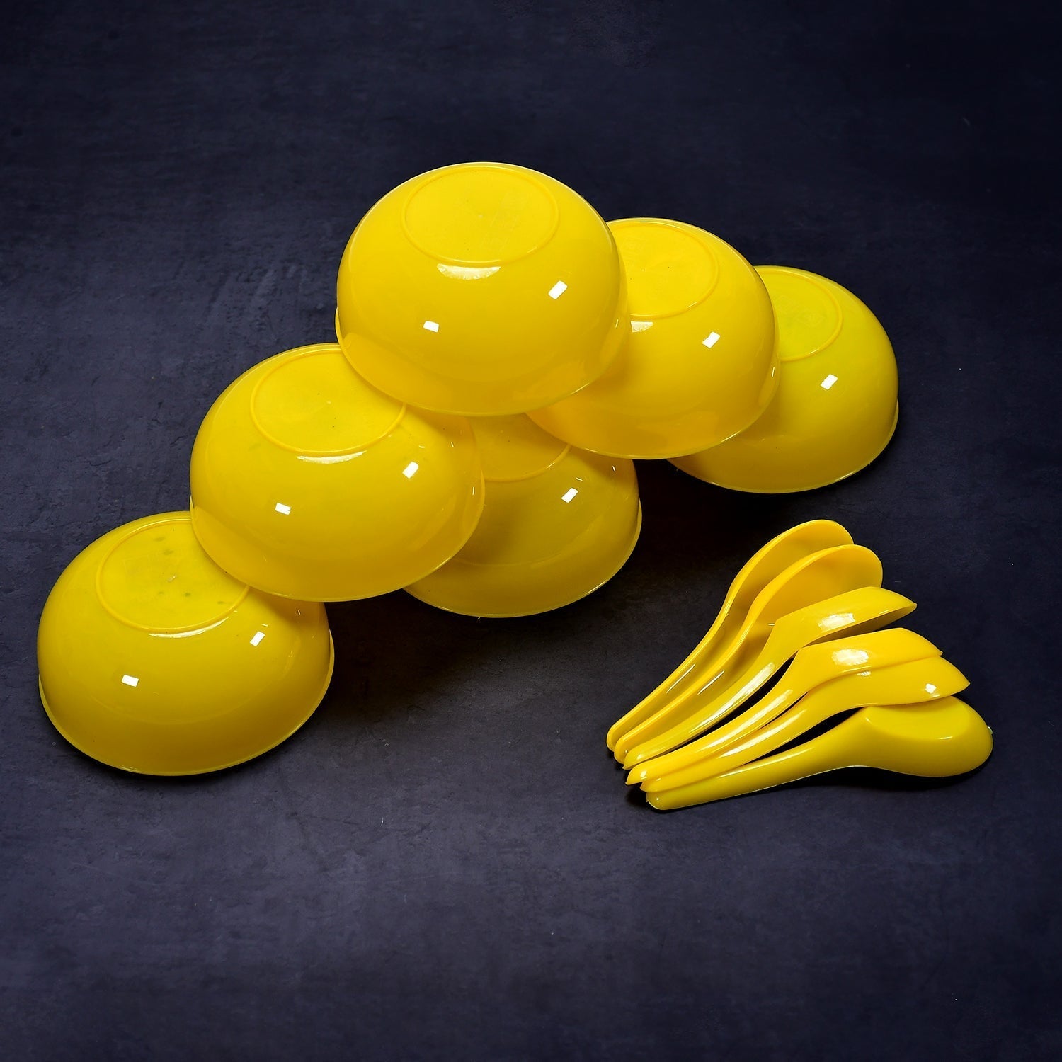 Plastic Soup Bowl & Spoon Set for Kitchen (6 - Pcs) - infinityexculsivestore.com