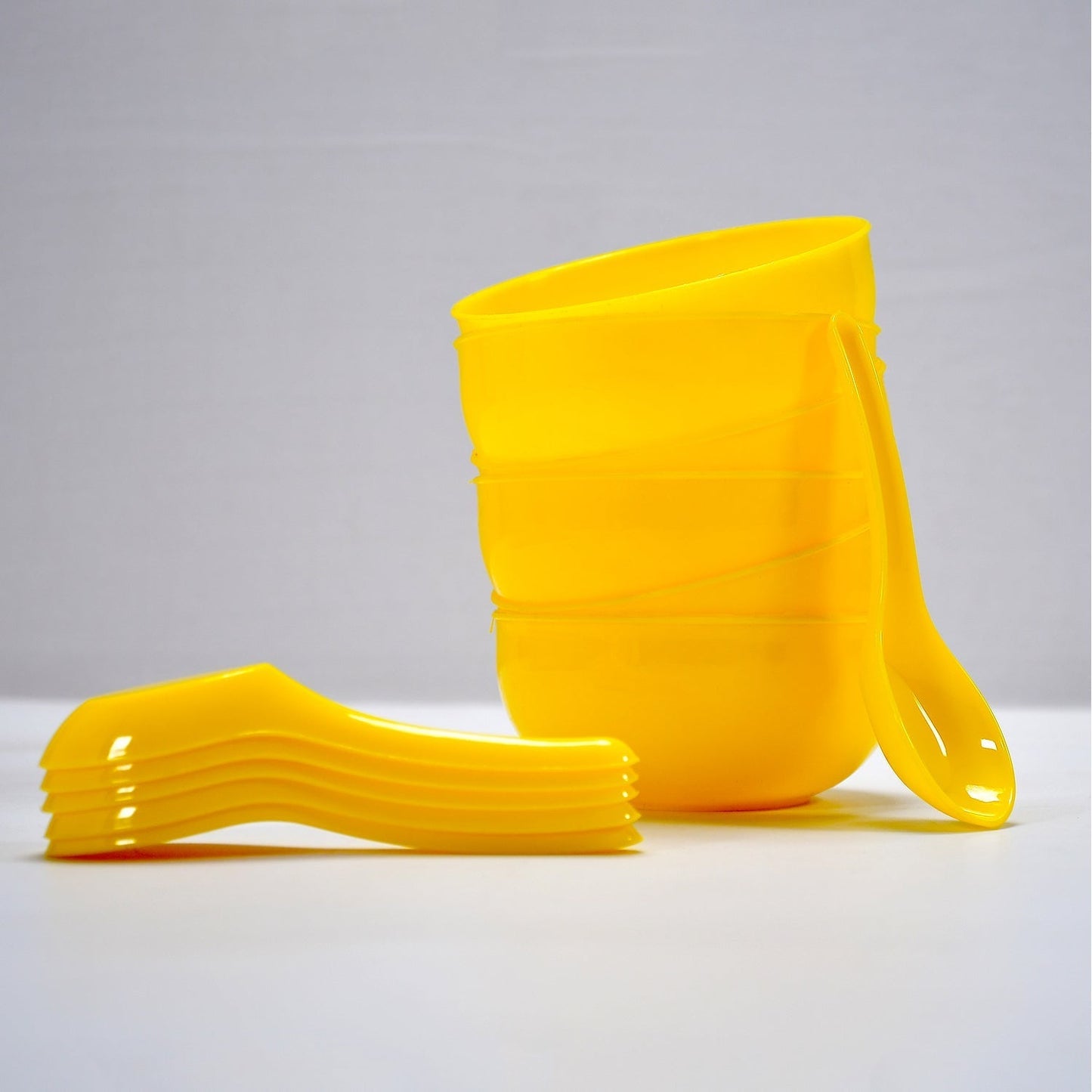 Plastic Soup Bowl & Spoon Set for Kitchen (6 - Pcs) - infinityexculsivestore.com