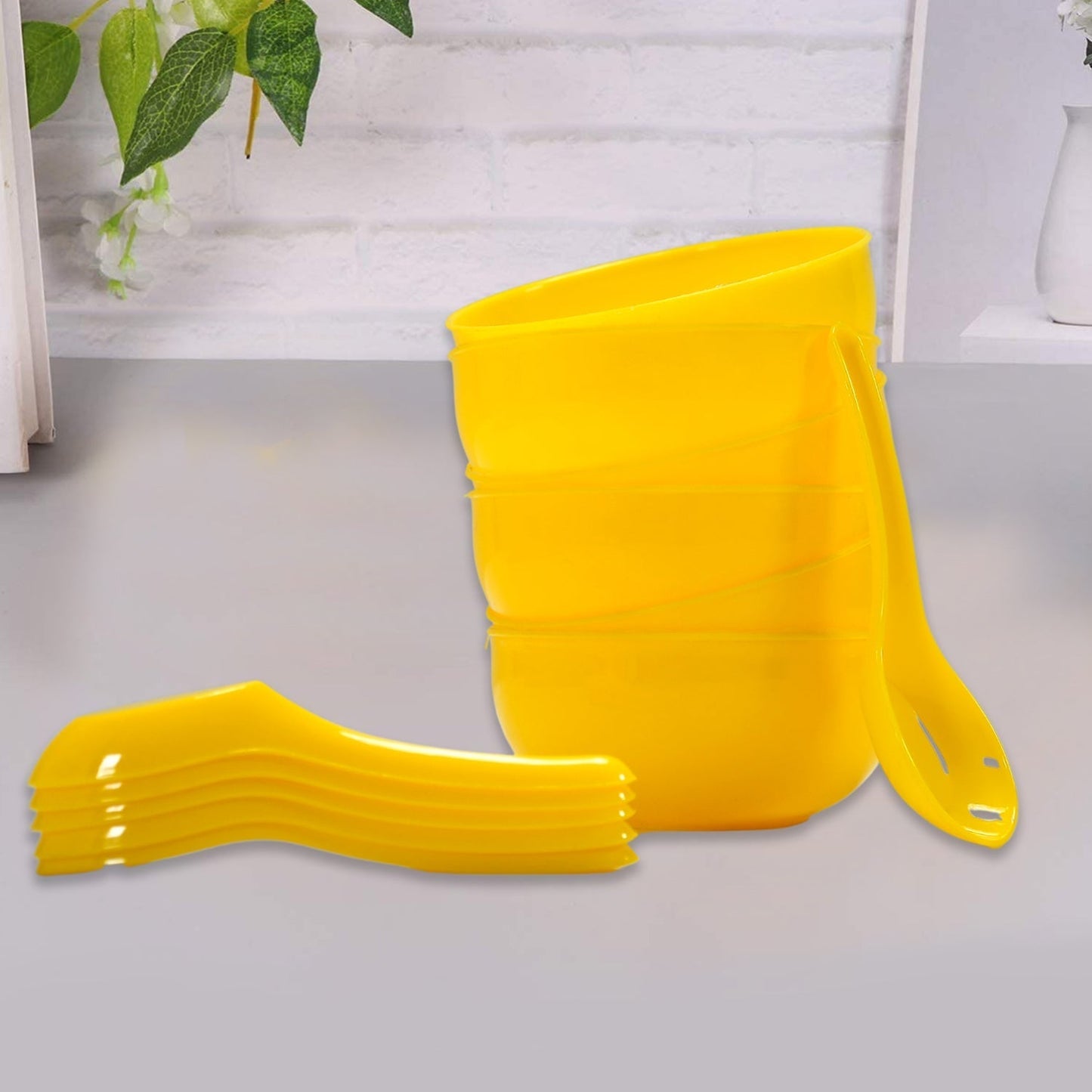 Plastic Soup Bowl & Spoon Set for Kitchen (6 - Pcs) - infinityexculsivestore.com