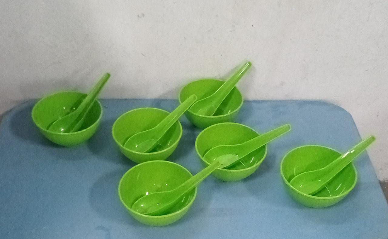 Plastic Soup Bowl & Spoon Set for Kitchen (6 - Pcs) - infinityexculsivestore.com