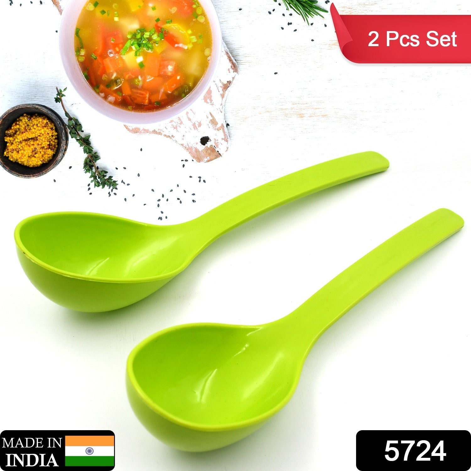 Plastic Spoon Kitchen Multipurpose Serving Ladle for Frying, Serving, Turner, Curry Ladle, Serving Rice, Spoon Used While Eating and Serving Food Stuffs Etc (2 Pcs Set / 10 Inch ) - infinityexculsivestore.com