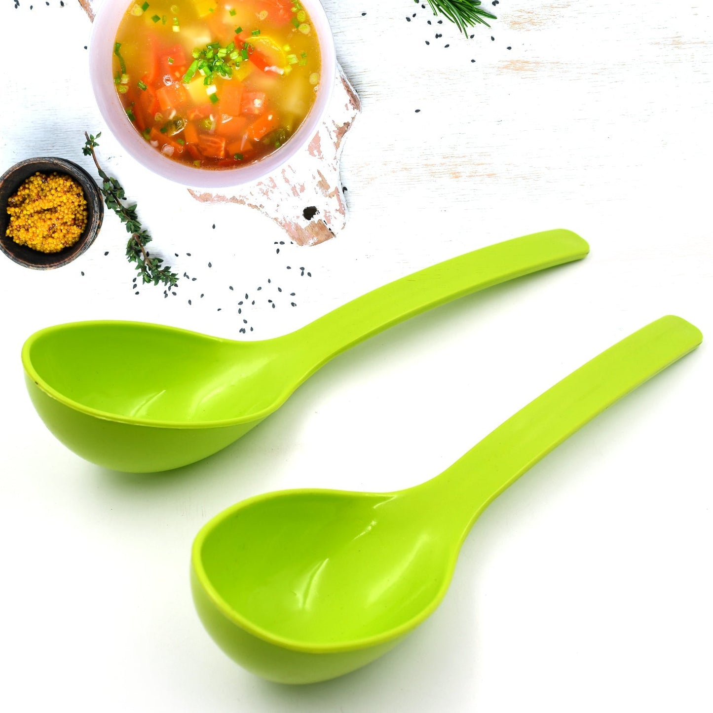 Plastic Spoon Kitchen Multipurpose Serving Ladle for Frying, Serving, Turner, Curry Ladle, Serving Rice, Spoon Used While Eating and Serving Food Stuffs Etc (2 Pcs Set / 10 Inch ) - infinityexculsivestore.com