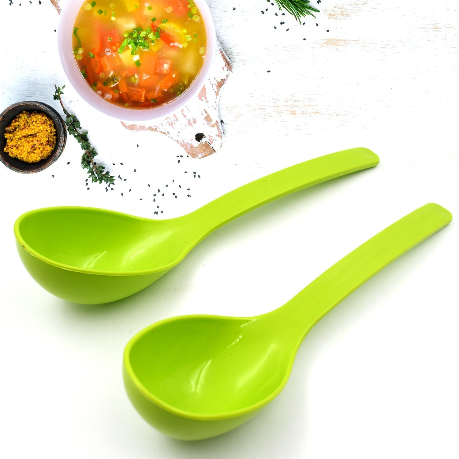 Plastic Spoon Kitchen Multipurpose Serving Ladle for Frying, Serving, Turner, Curry Ladle, Serving Rice, Spoon Used While Eating and Serving Food Stuffs Etc (2 Pcs Set / 10 Inch ) - infinityexculsivestore.com