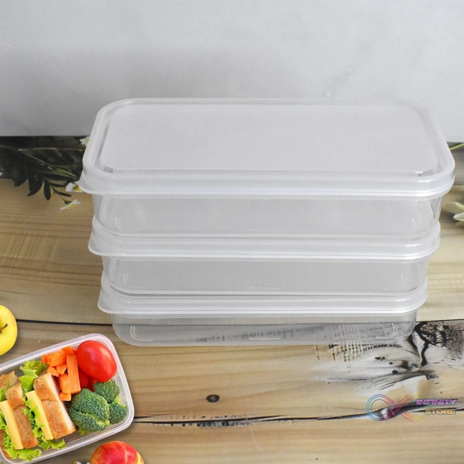 Plastic Square Lunch Box, Kitchen Containers Set (3 Pcs Set) - infinityexculsivestore.com