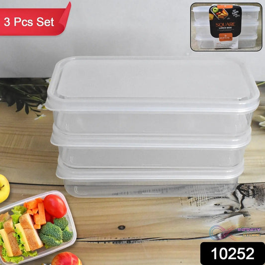 Plastic Square Lunch Box, Kitchen Containers Set (3 Pcs Set) - infinityexculsivestore.com