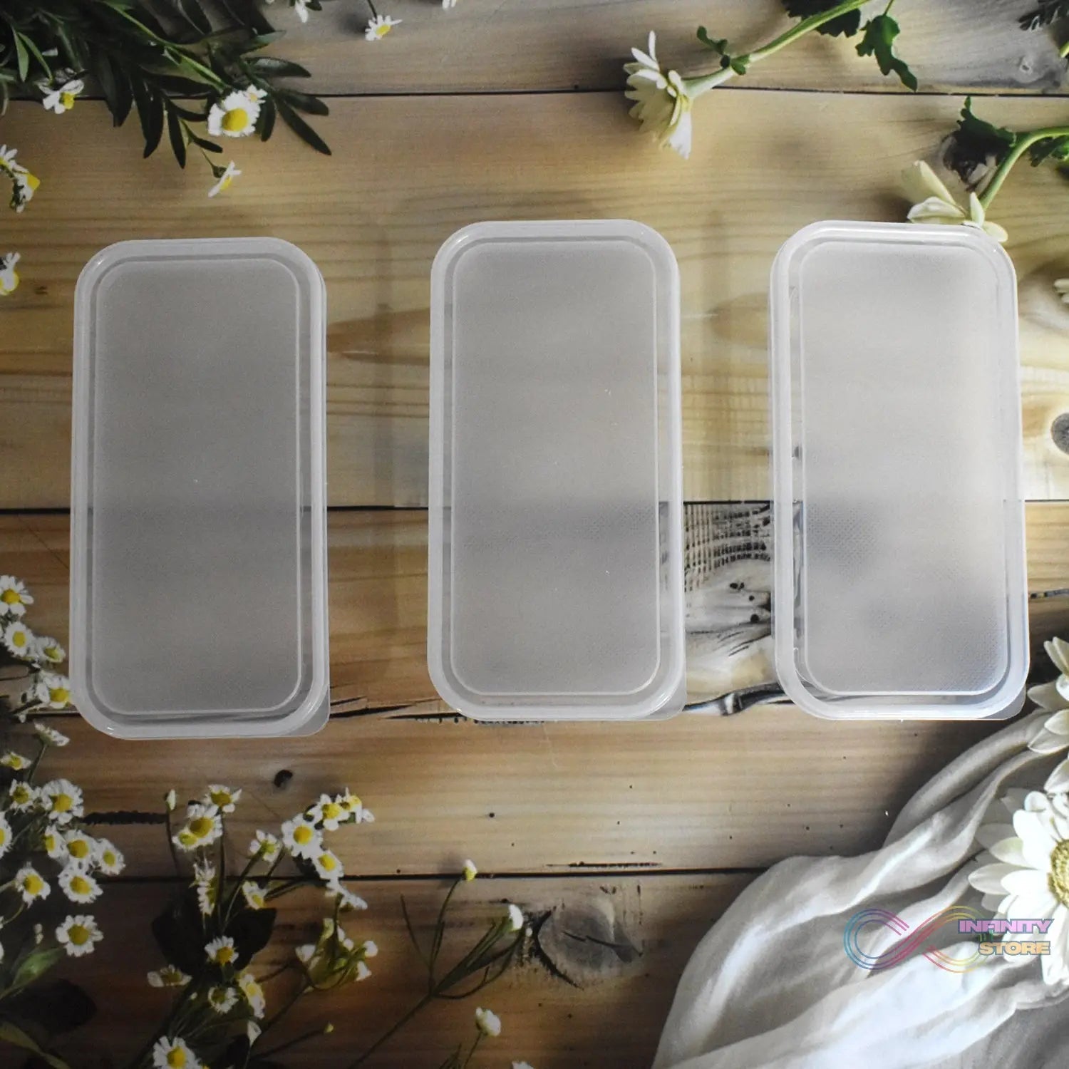 Plastic Square Lunch Box, Kitchen Containers Set (3 Pcs Set) - infinityexculsivestore.com