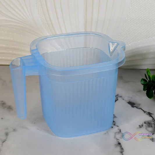 Plastic Square Transparent Bath Water Mug (1 Pc / 1000 ML / Mix Color) - infinityexculsivestore.com