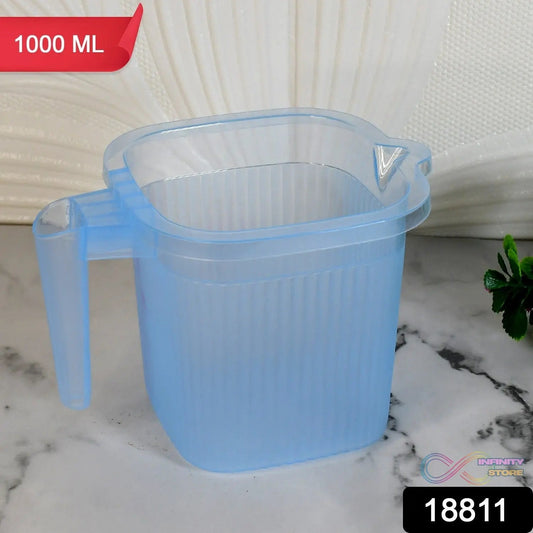 Plastic Square Transparent Bath Water Mug (1 Pc / 1000 ML / Mix Color) - infinityexculsivestore.com