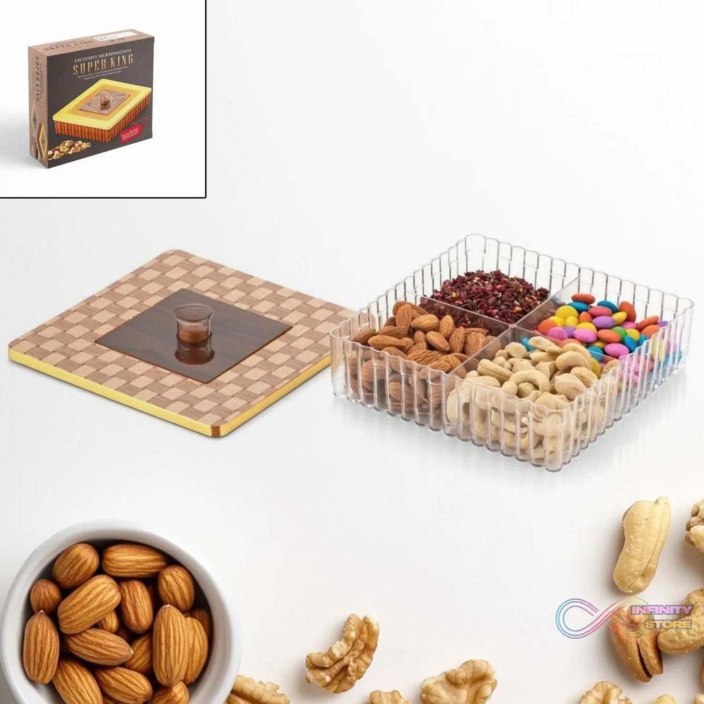 Plastic Super King Exclusive Mukhavasdani Dry Fruit boxes (1 Pc) - infinityexculsivestore.com