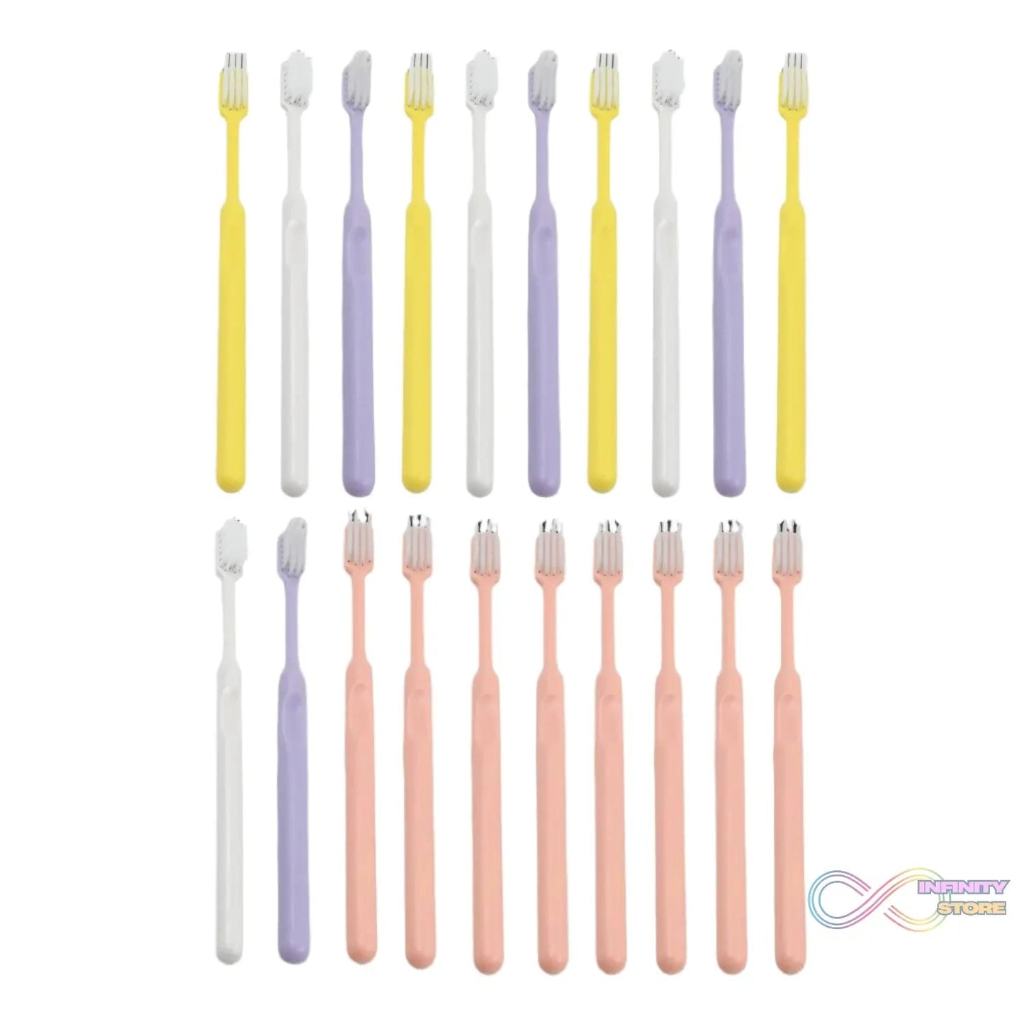Plastic Toothbrush With Plastic Round Box (20 pcs Set) - infinityexculsivestore.com