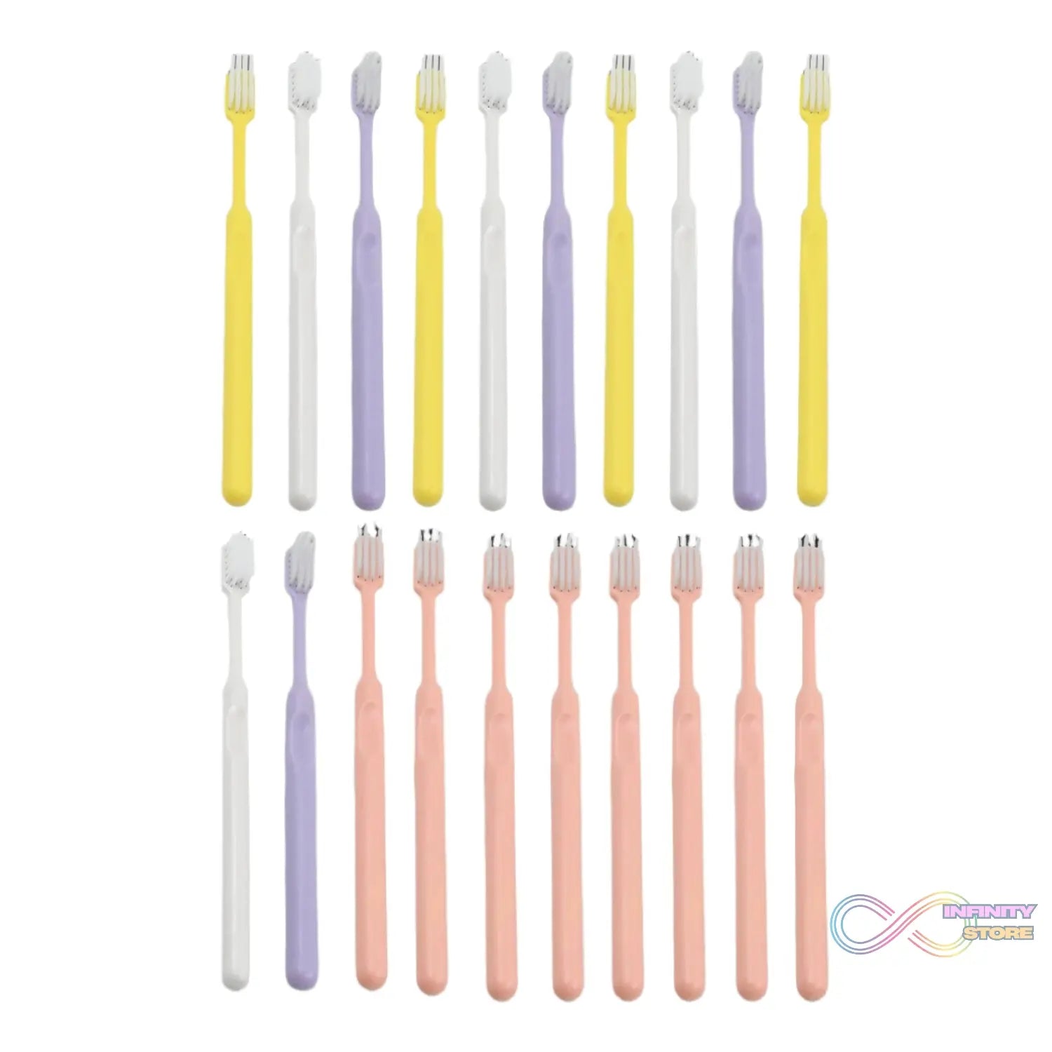 Plastic Toothbrush With Plastic Round Box (20 pcs Set) - infinityexculsivestore.com