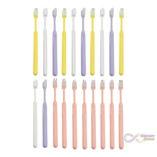 Plastic Toothbrush With Plastic Round Box (20 pcs Set) - infinityexculsivestore.com