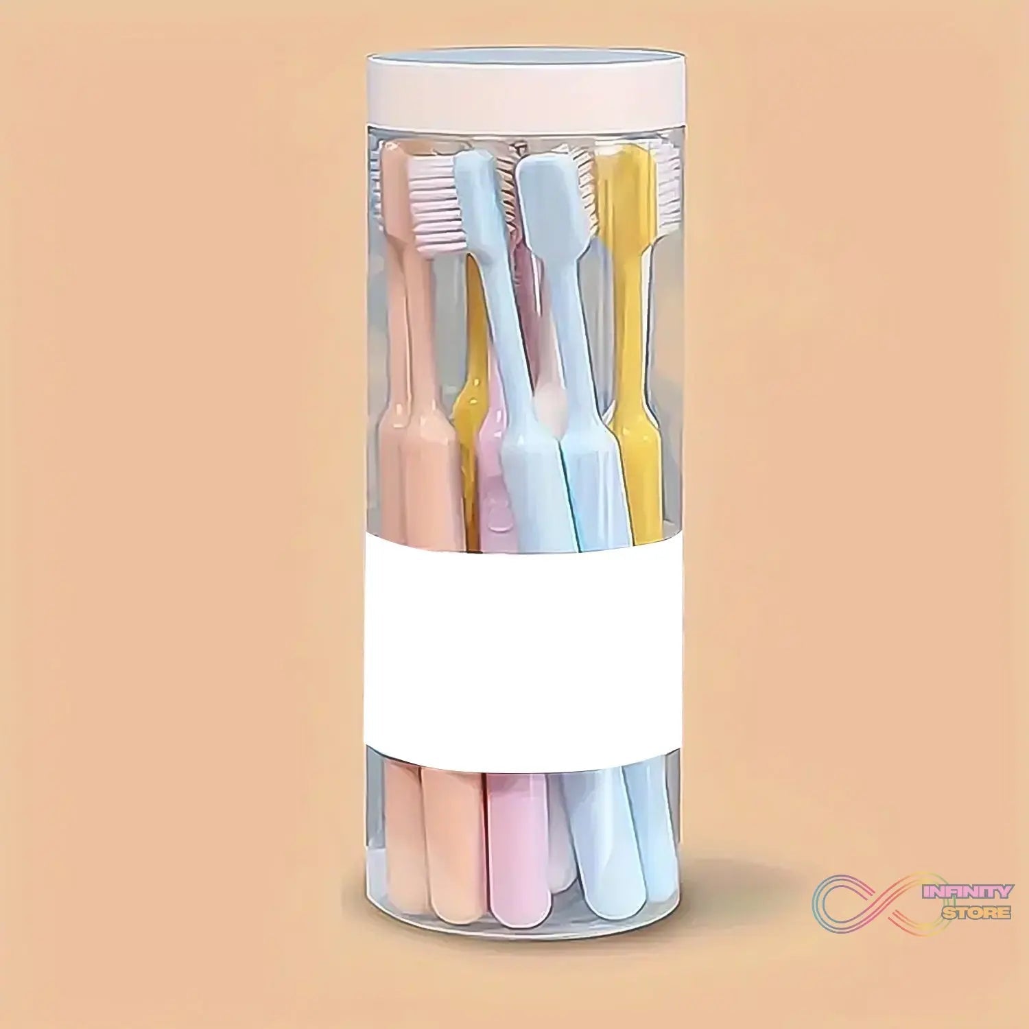 Plastic Toothbrush With Plastic Round Box (20 pcs Set) - infinityexculsivestore.com