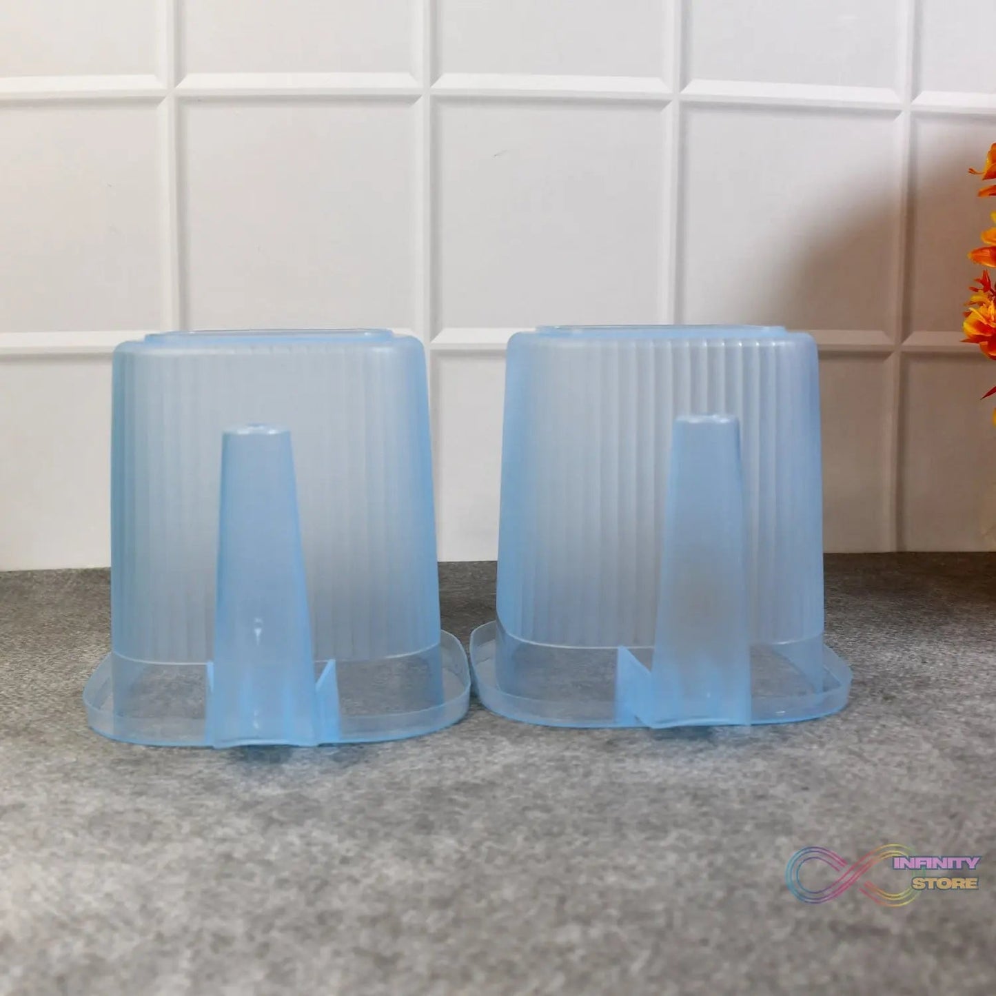 Plastic Transparent Bathroom Water Mug (4 pc / Mix colour / 1000 ML) - infinityexculsivestore.com