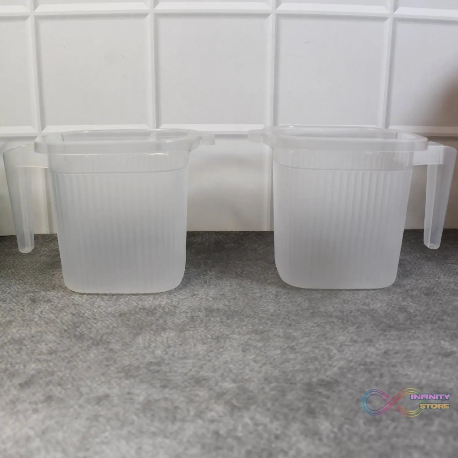 Plastic Transparent Bathroom Water Mug (4 pc / Mix colour / 1000 ML) - infinityexculsivestore.com