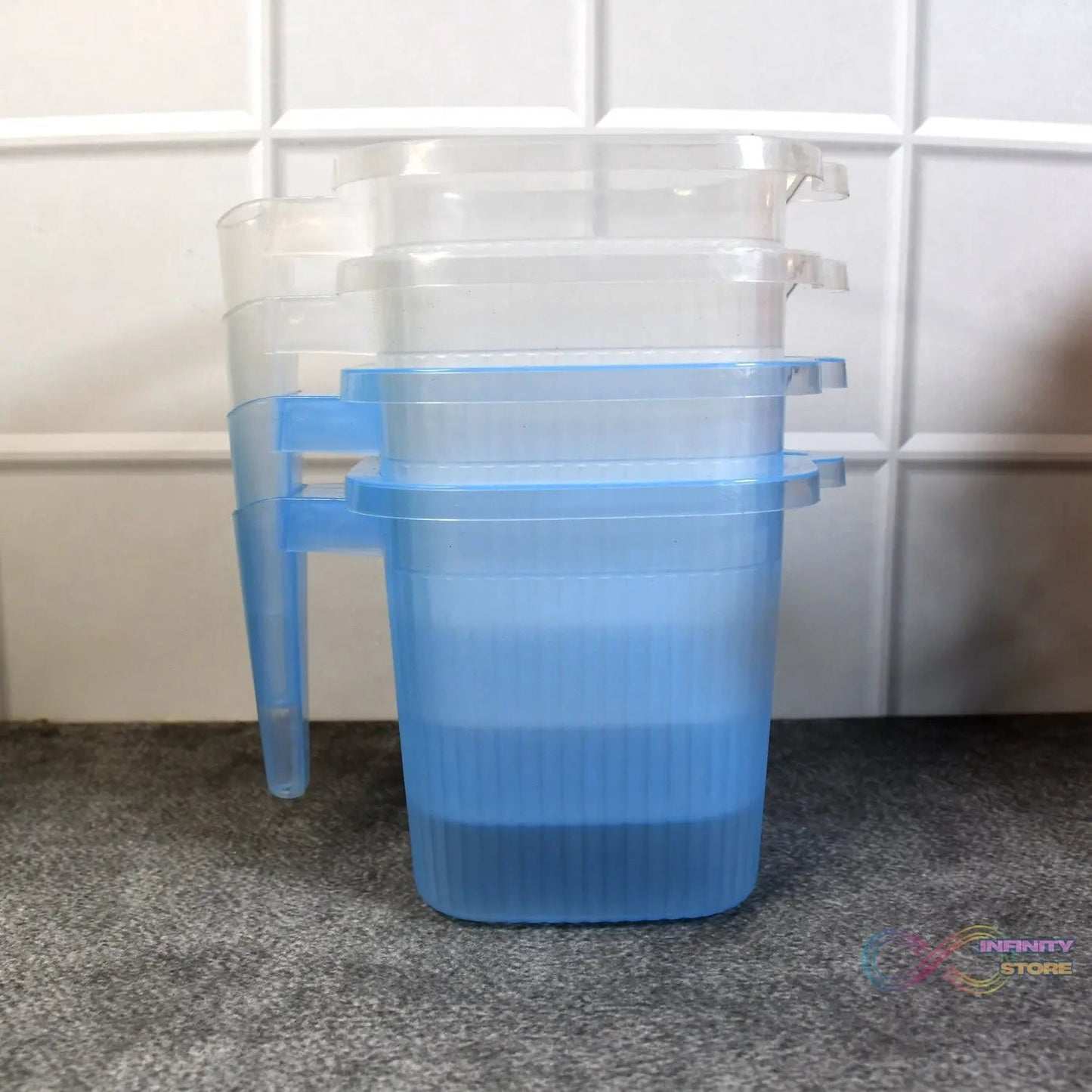 Plastic Transparent Bathroom Water Mug (4 pc / Mix colour / 1000 ML) - infinityexculsivestore.com