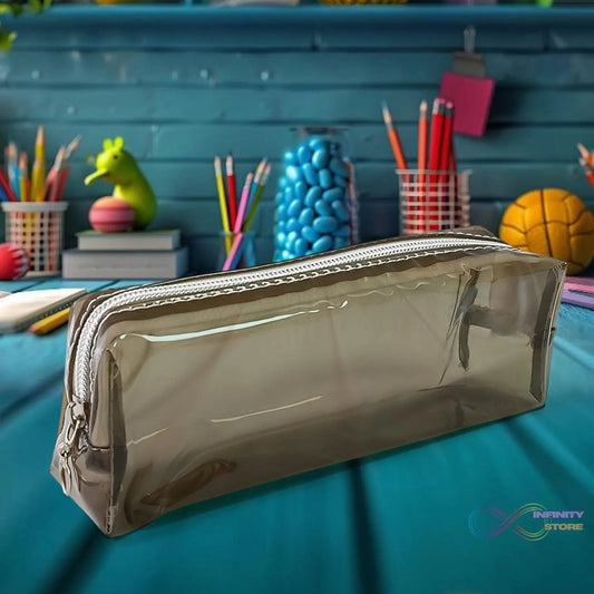 Plastic Transparent Pencil Pouch With Zipper (1 Pc) - infinityexculsivestore.com