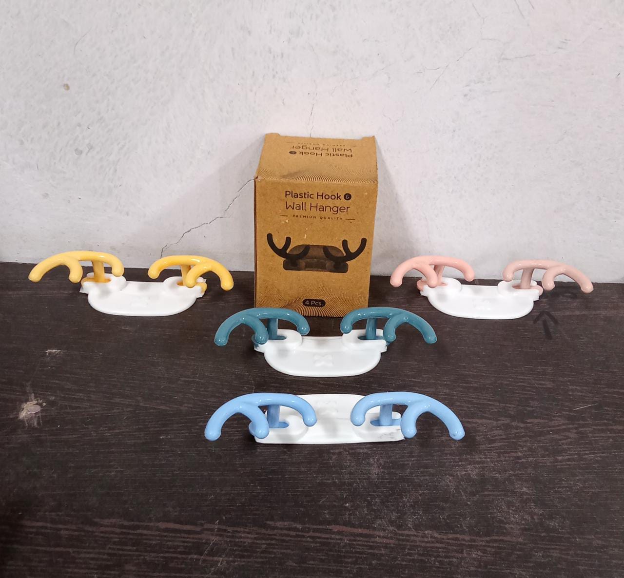 Plastic Wall Hanger Hook Wall Adhesive Hook Premium Quality Wall Hook (Pack Of 4pc) - infinityexculsivestore.com