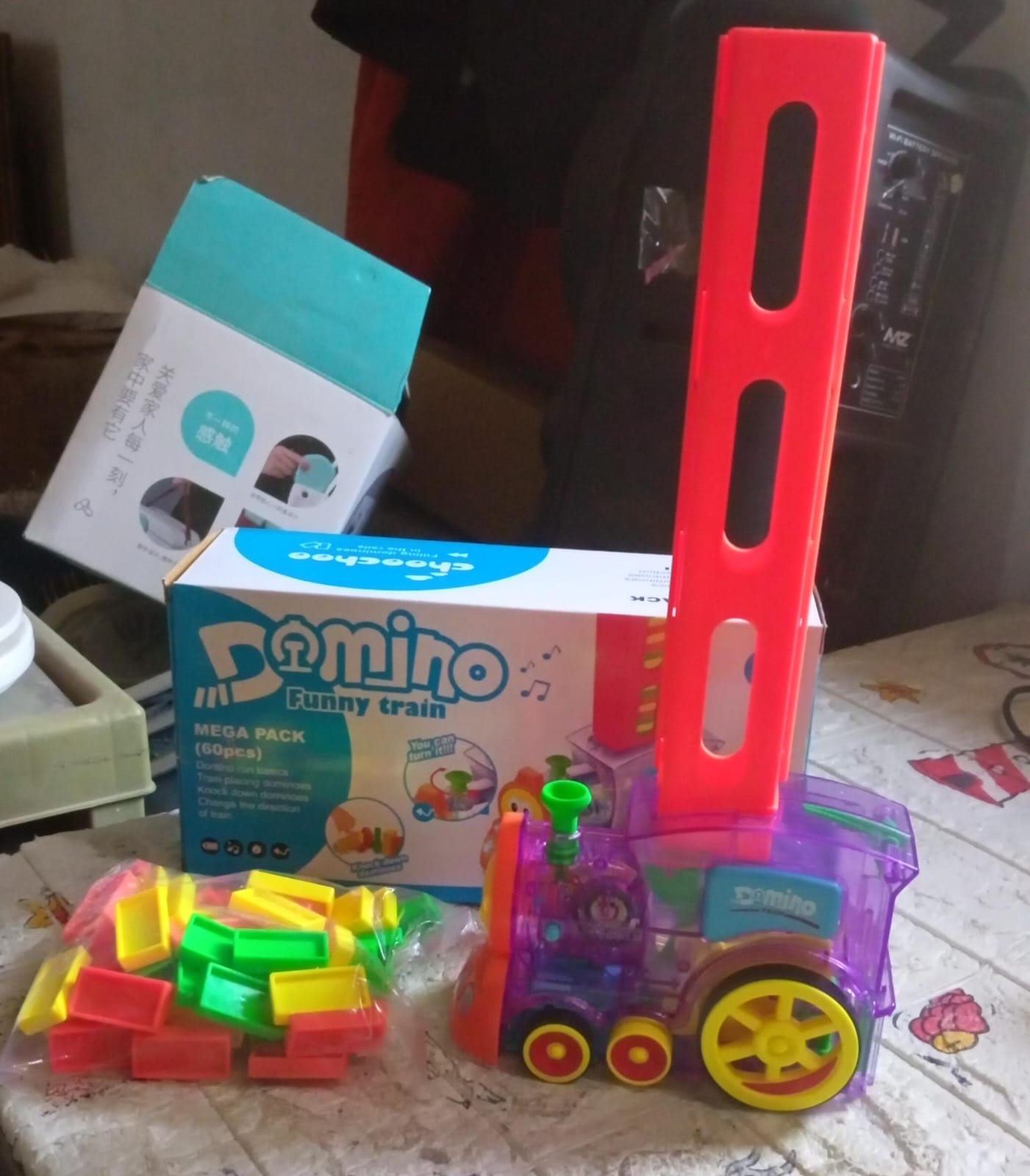 Play Game Transparent Funny Train Engine with Blocks Set 60 Blocks Toy with Music and Lights Automatic Blocks Toy Train Set for Kids ( Batteries not included) - infinityexculsivestore.com