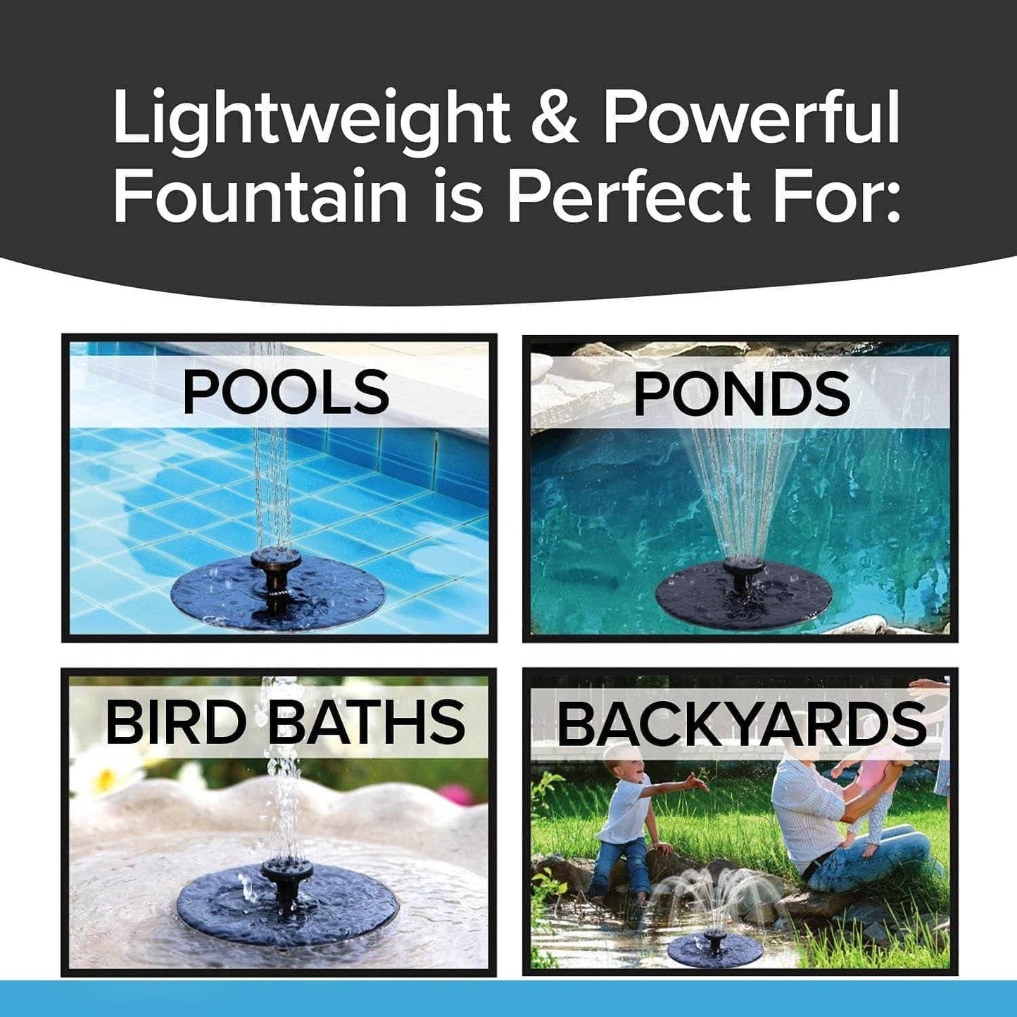 Fast Fountain by Pocket Hose - Solar-Powered - Instantly Adds a Water Feature Virtually Anywhere - 5 Spray Modes - No Installation or Batteries Required - Great for Bird Baths, Pools, Pond & More (1 Pc) - infinityexculsivestore.com