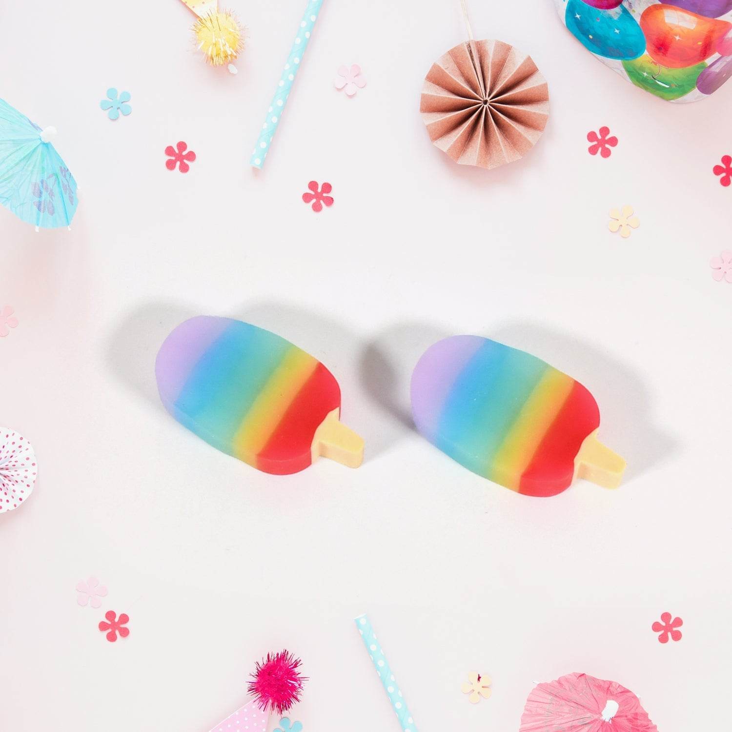 Jelly Popsicle Shape Fancy & Stylish Erasers, Mini Eraser Creative Cute Novelty Eraser for Children Eraser Set for Return Gift, Birthday Party, School Prize (2 Pc Set| Mix Design) - infinityexculsivestore.com