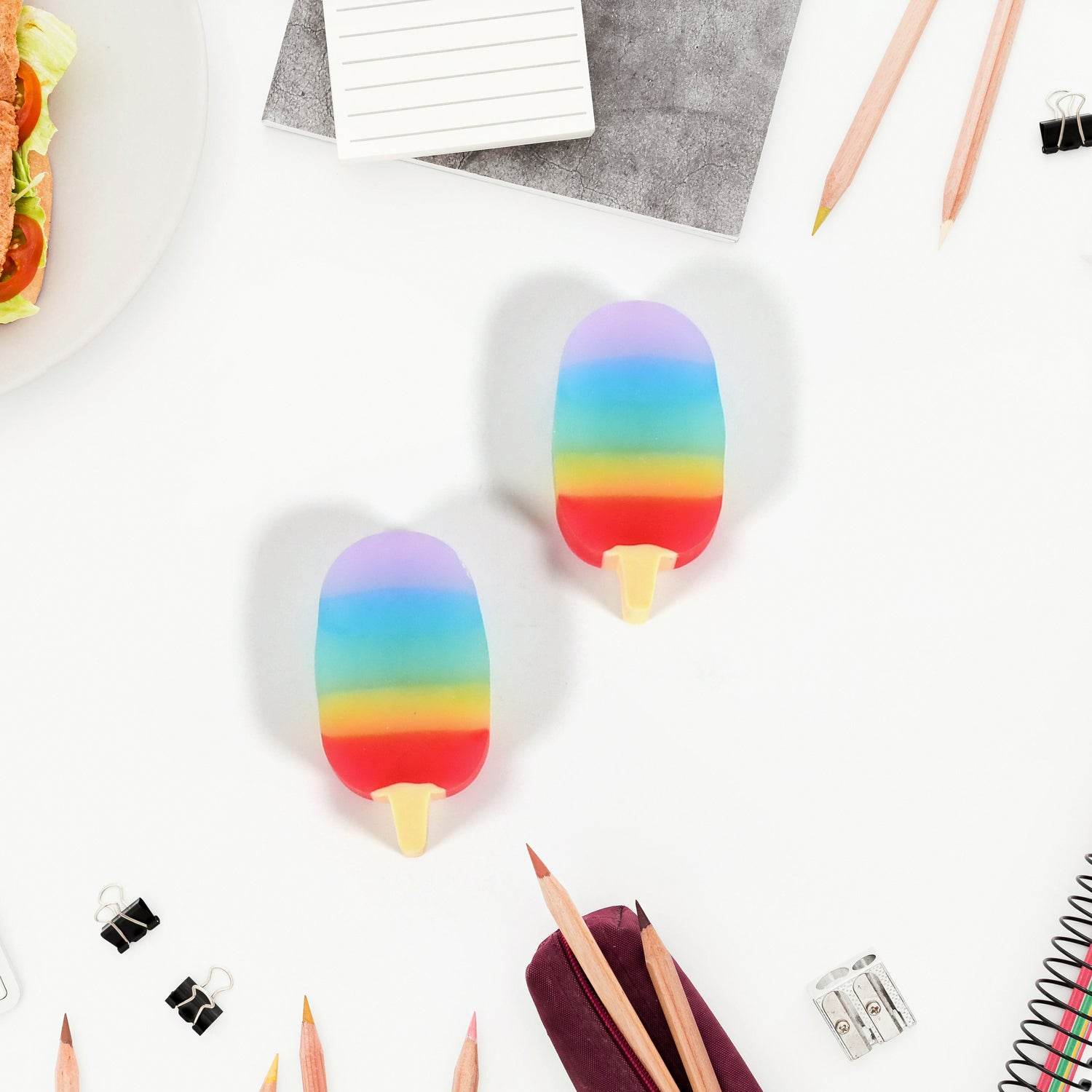 Jelly Popsicle Shape Fancy & Stylish Erasers, Mini Eraser Creative Cute Novelty Eraser for Children Eraser Set for Return Gift, Birthday Party, School Prize (2 Pc Set| Mix Design) - infinityexculsivestore.com