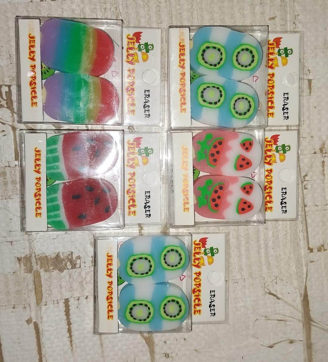 Jelly Popsicle Shape Fancy & Stylish Erasers, Mini Eraser Creative Cute Novelty Eraser for Children Eraser Set for Return Gift, Birthday Party, School Prize (2 Pc Set| Mix Design) - infinityexculsivestore.com
