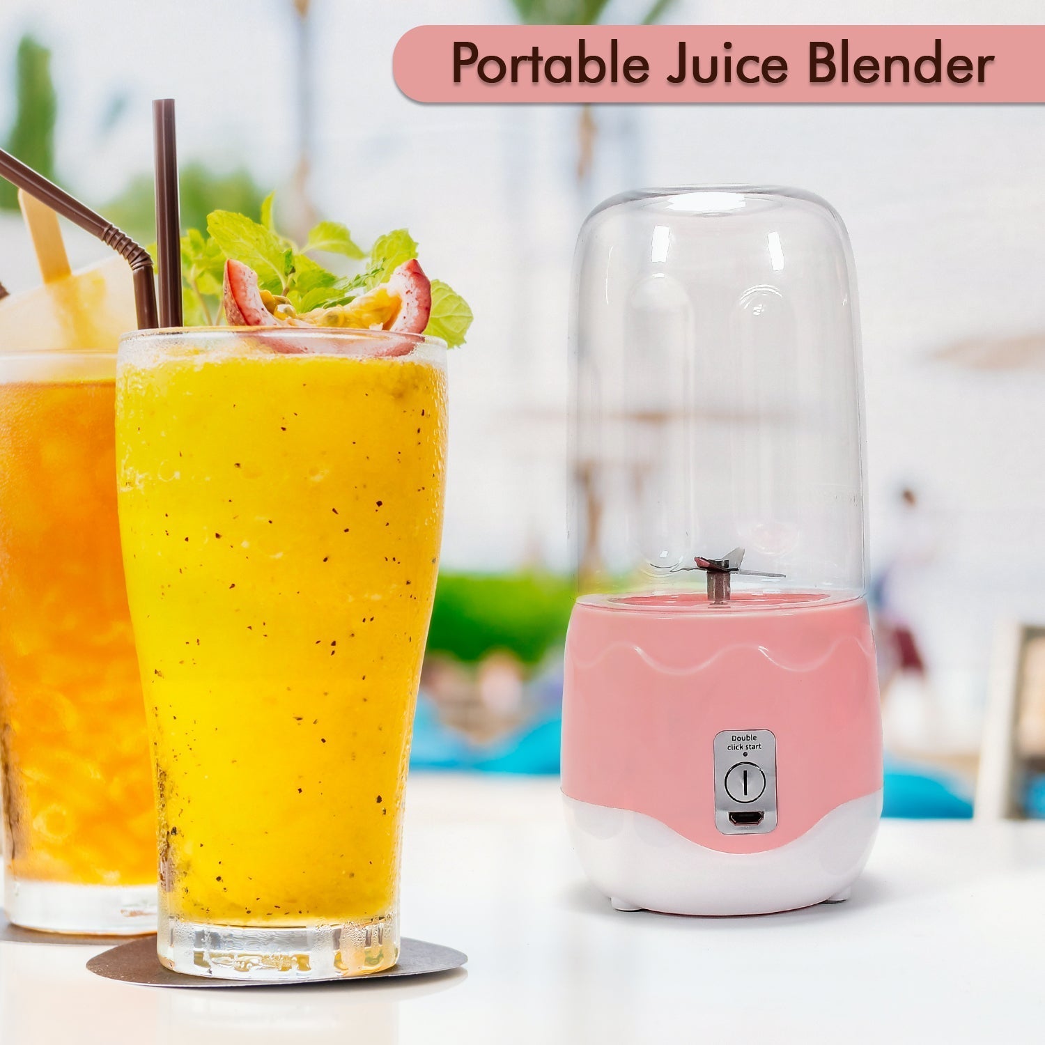 Portable Blender, Personal Blender Juicer Cup, Mini Handheld Blender with 4 Blades, Mixer for Fruit Shakes and Smoothies, Portable Juicer (Multicolor) - infinityexculsivestore.com
