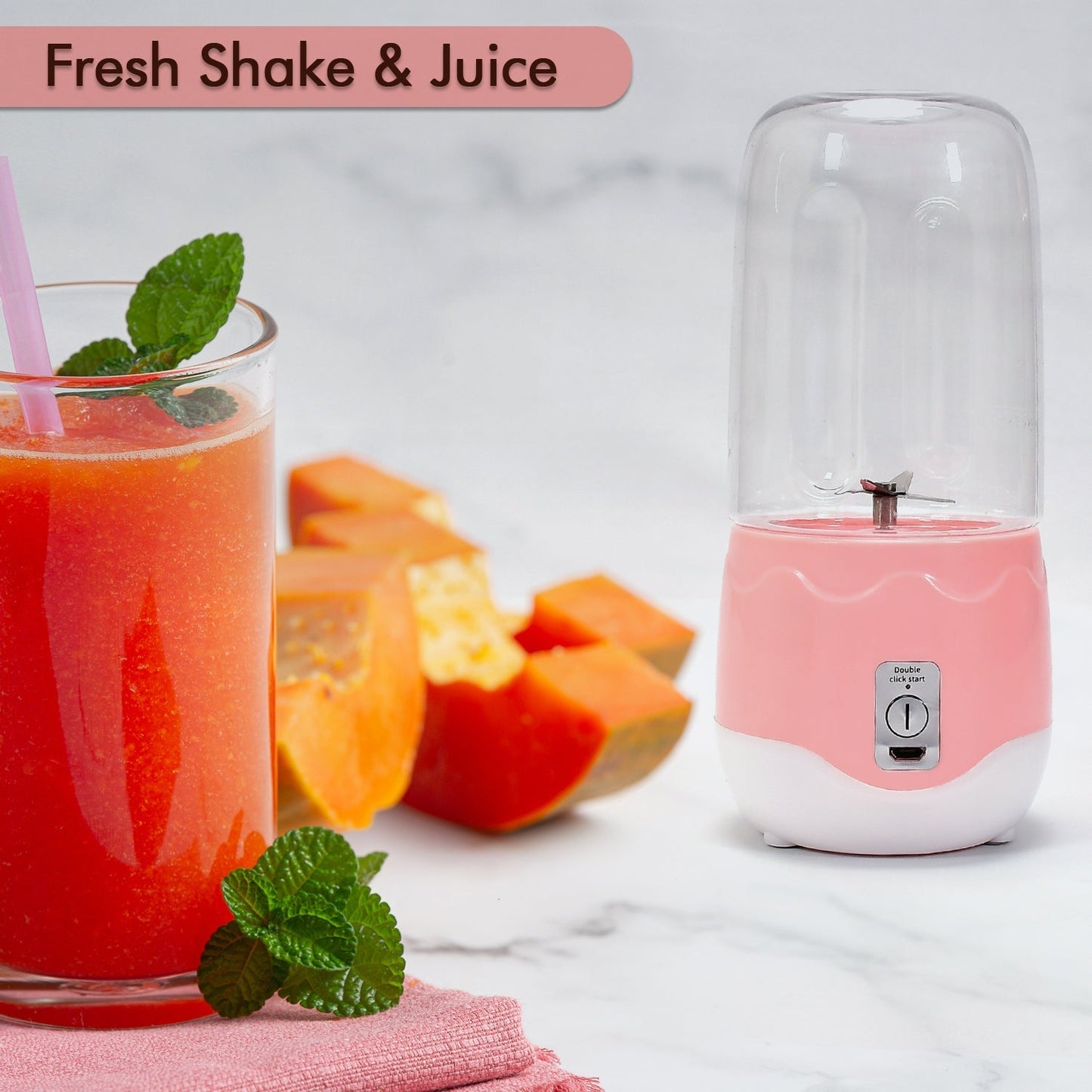 Portable Blender, Personal Blender Juicer Cup, Mini Handheld Blender with 4 Blades, Mixer for Fruit Shakes and Smoothies, Portable Juicer (Multicolor) - infinityexculsivestore.com