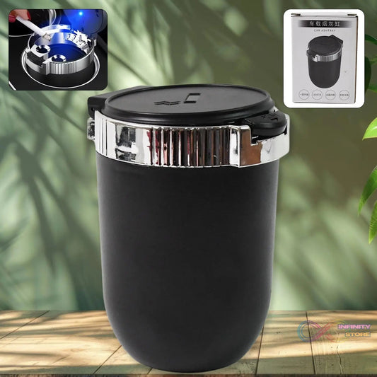 Portable Car Ashtray with Lid and Blue LED Light (1 Pc) - infinityexculsivestore.com