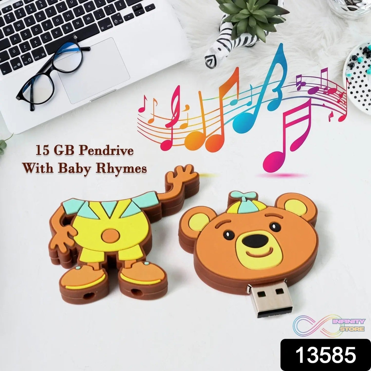 Portable Cartoon Shape Silicone USB Pen drive / Flash disk (15 GB With Baby Rhymes Song / 1 Pc) - infinityexculsivestore.com