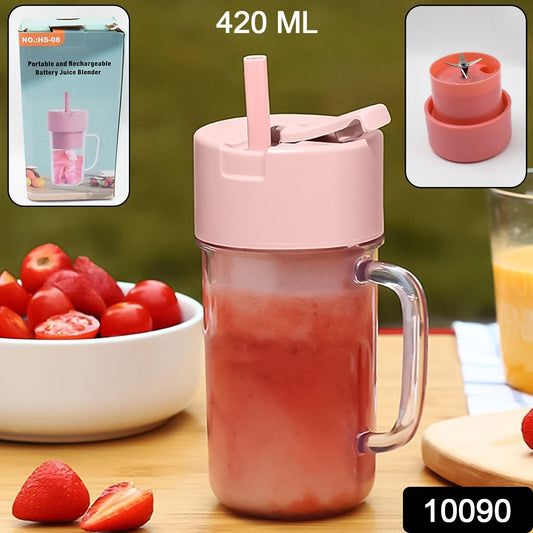 Portable Crusher Juicer With Handle & Straw, USB Rechargeable 6 Blades (420 ML) - infinityexculsivestore.com