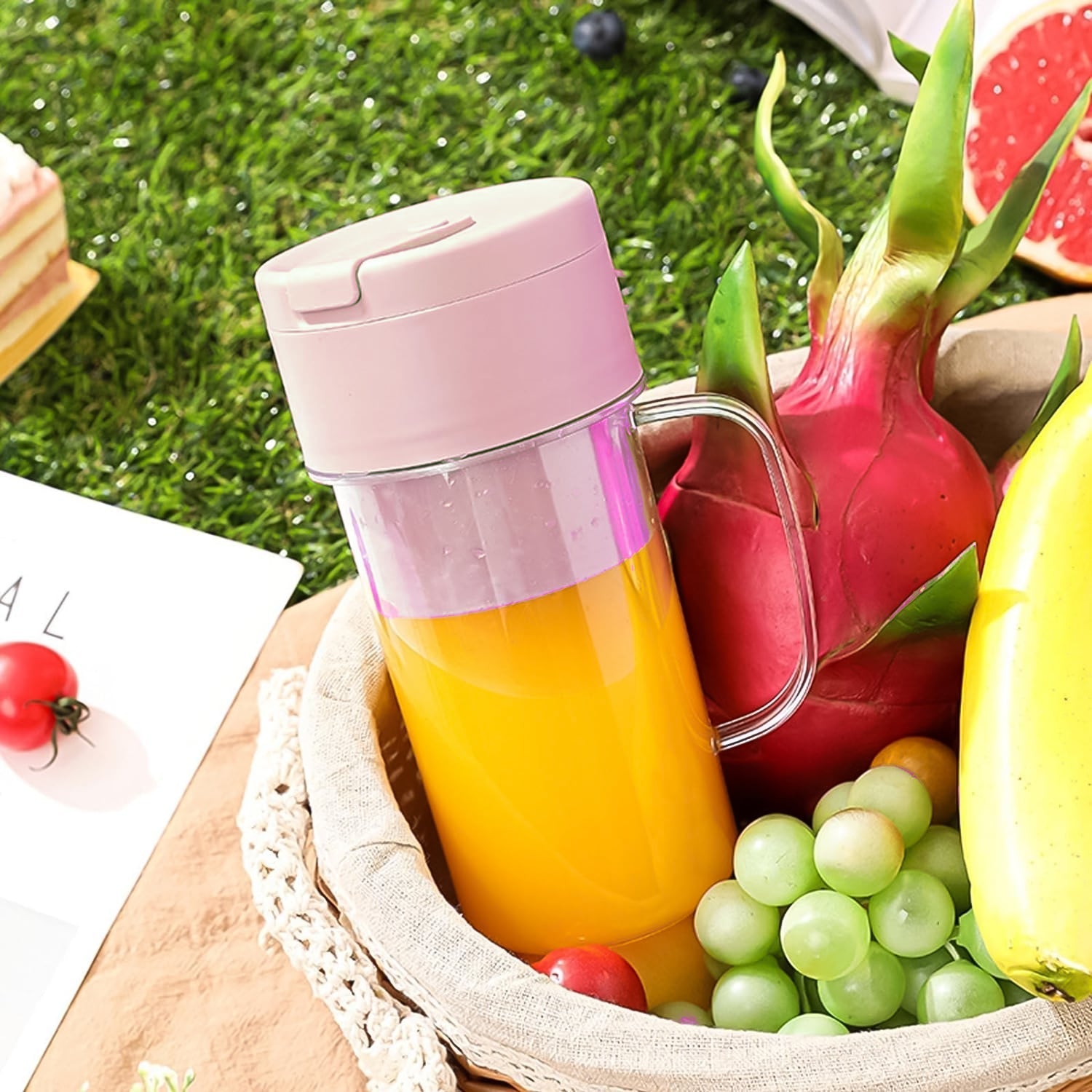 Portable Crusher Juicer With Handle & Straw, USB Rechargeable 6 Blades (420 ML) - infinityexculsivestore.com