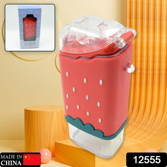 Portable Cute Water Bottle for Kids, Unique Ice Cream Shape water cup, Popsicle Shaped Plastic Kettle with Straw, Adjustable Shoulder Strap, BPA free, Leakproof (300 ML) - infinityexculsivestore.com