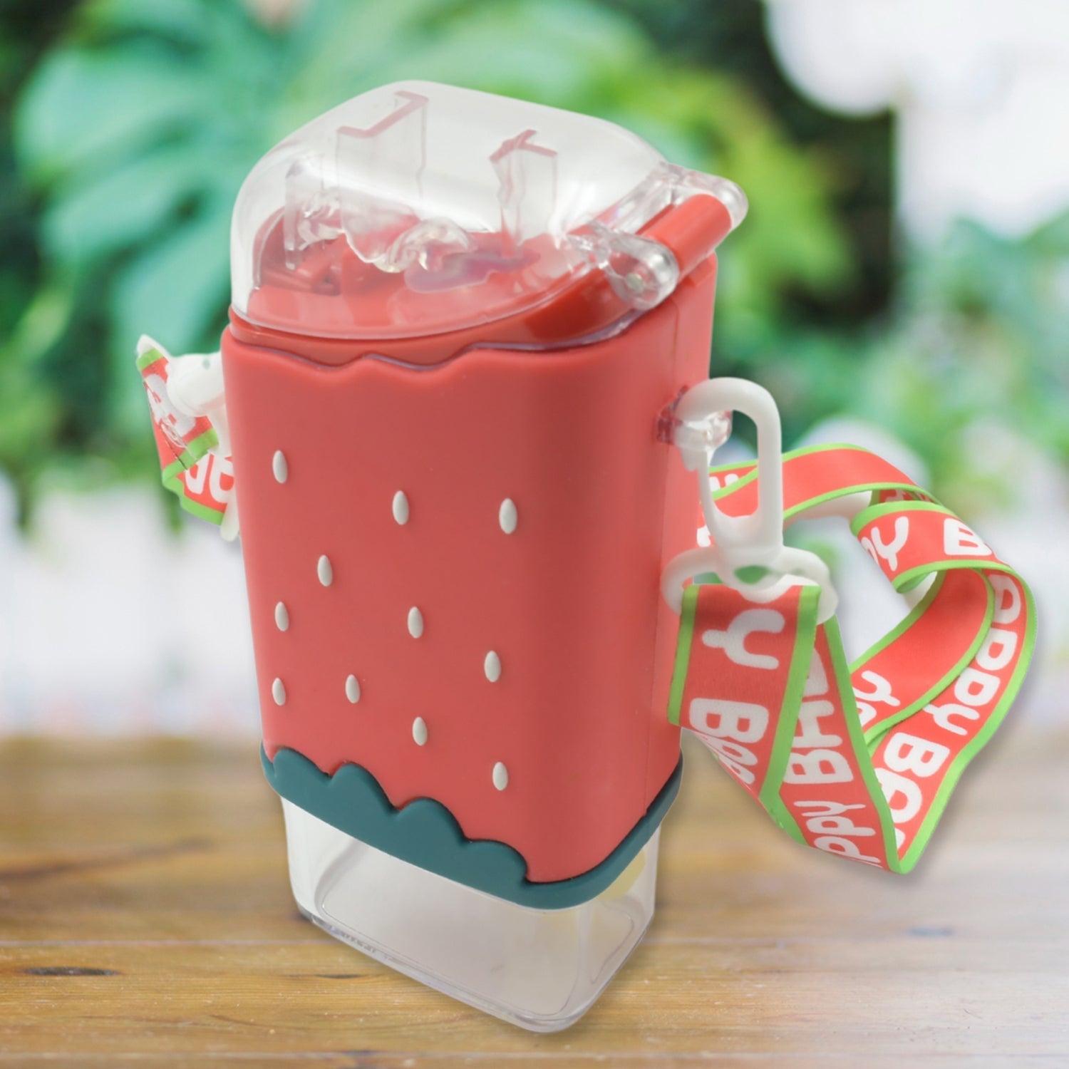 Portable Cute Water Bottle for Kids, Unique Ice Cream Shape water cup, Popsicle Shaped Plastic Kettle with Straw, Adjustable Shoulder Strap, BPA free, Leakproof (300 ML) - infinityexculsivestore.com