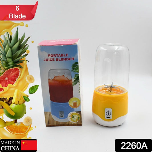 Portable Electric USB Juice Maker 6 blade Blender Grinder Mixer Personal Size, USB Rechargeable Mini Juicer for Smoothies and Shakes with Juicer Cup - 400ml - infinityexculsivestore.com