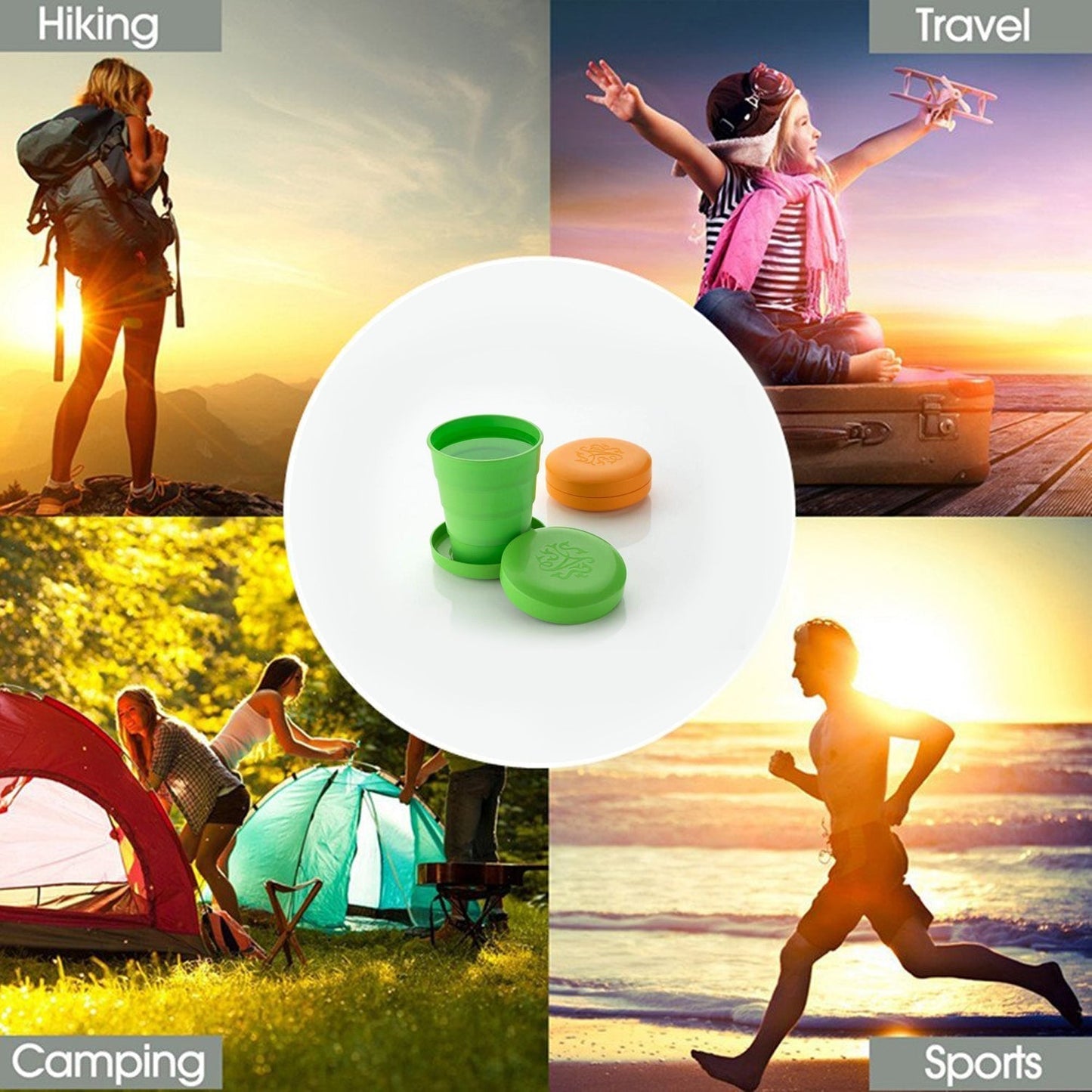 Portable Folding Travel Cup with Lid | Compact Expandable Tumbler for Kids & Camping - infinityexculsivestore.com